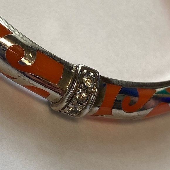 Angelique de Paris Veranda Orange Resin Sterling Silver Bracelet With CZ - Picture 10 of 10